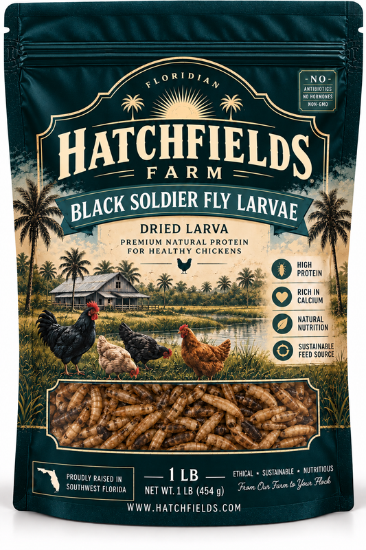 Hatchfields Farm Dried Black Soldier Fly Larvae 1 lb bag, front