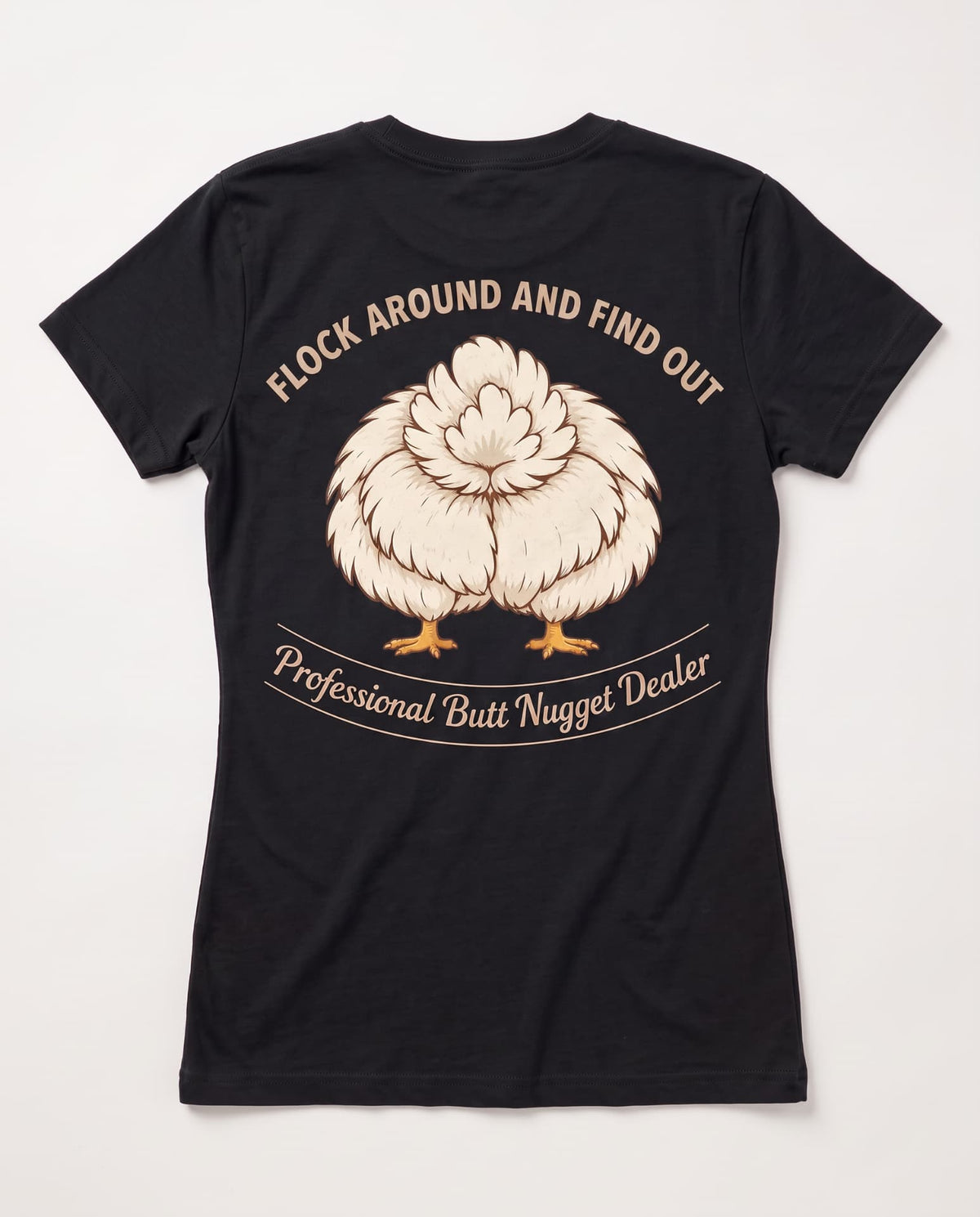 Black v-neck tee, flat back